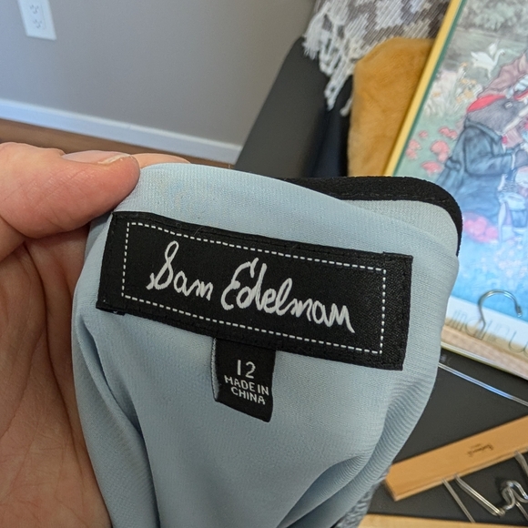 Anthropologie Sam Edelman Blue Gray floral Long Sleeve Dress Size 12 Chic Cute - Picture 8 of 11